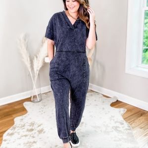Acid wash jumpsuit